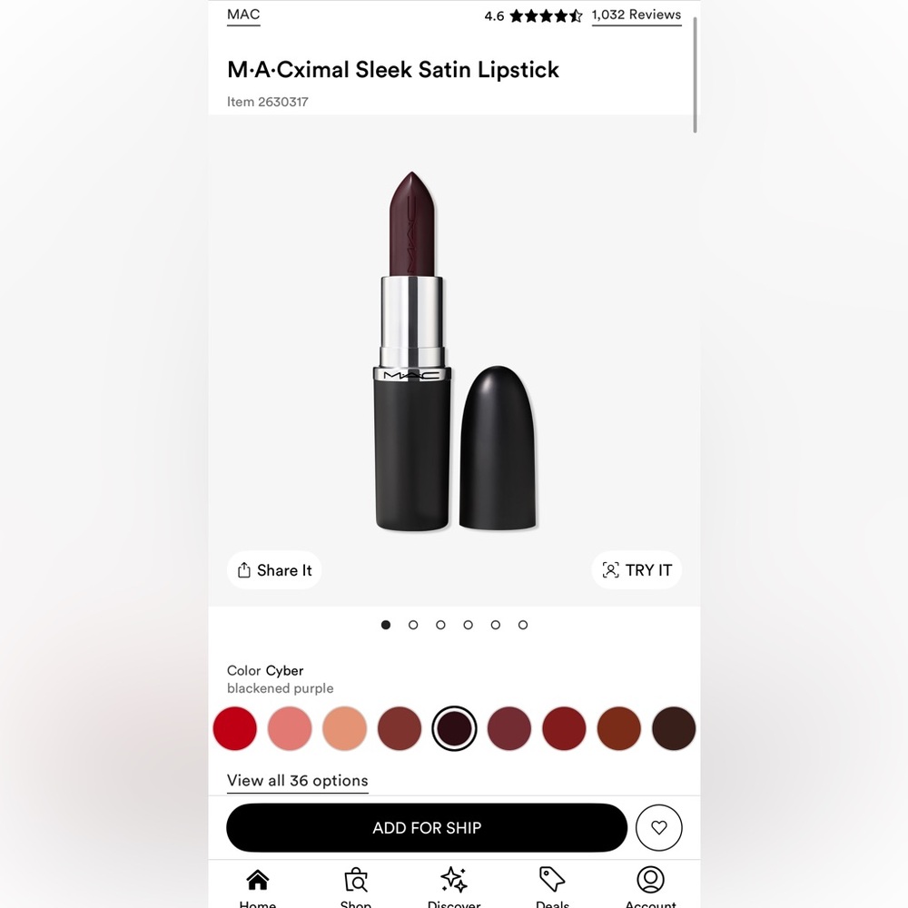 MAC Cosmetics Satin Lipstick - cyber